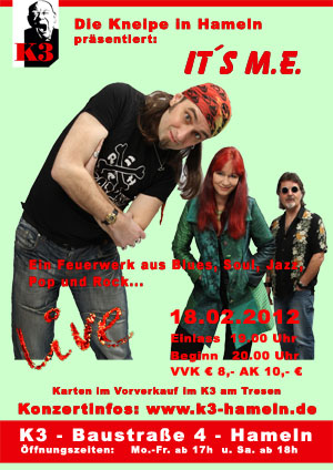 Plakat It's M.E. im K3 in Hameln